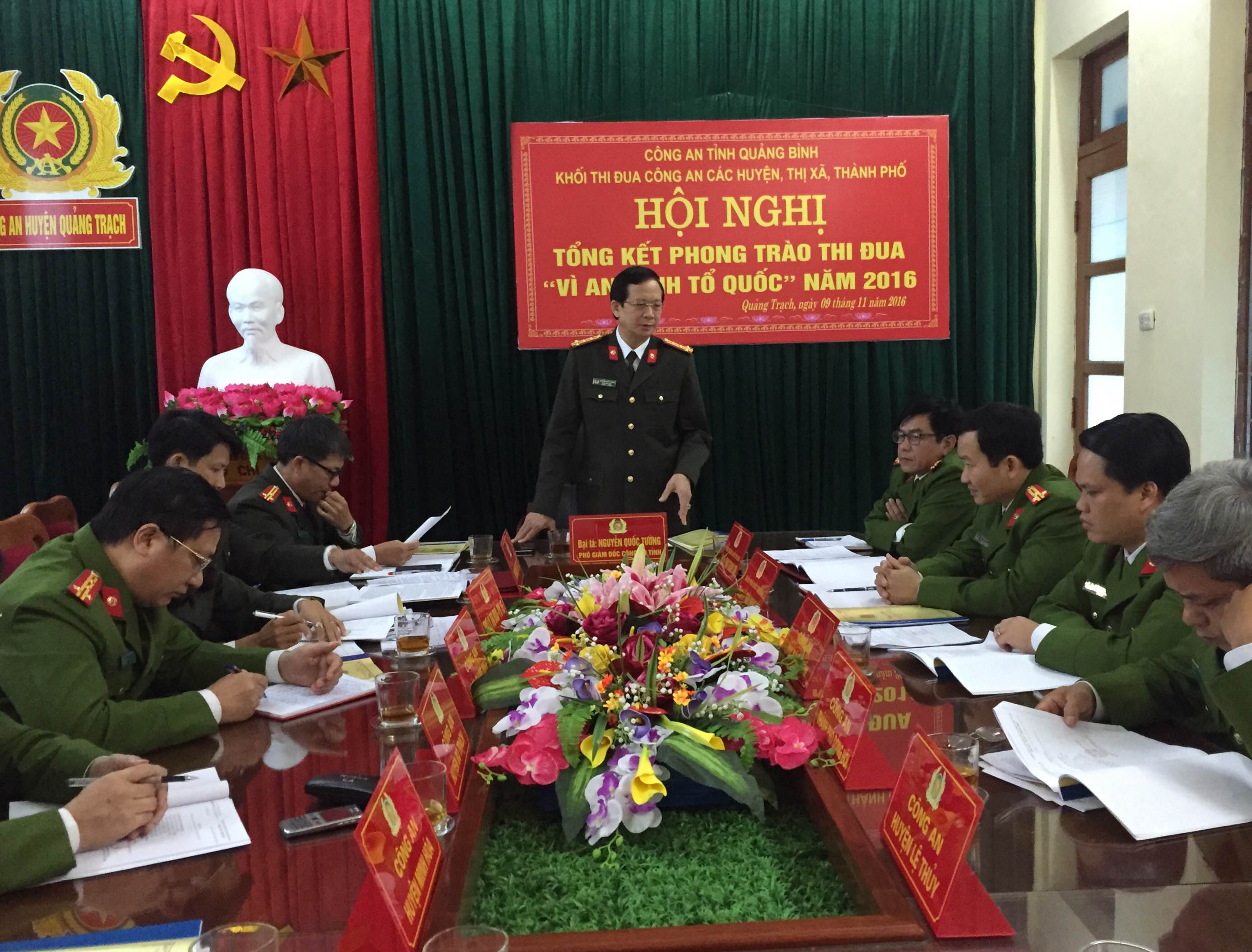 Đại tá Nguyễn Quốc Tường- Phó giám đốc Công an tỉnh yêu cầu Công an các huyện, thị xã thành phố nâng cao sức chiến đấu và năng lực công tác.