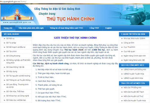 Nhiều TTHC được UBND tỉnh công bố đã kịp thời được cập nhật lên Cổng Thông tin điện tử của tỉnh